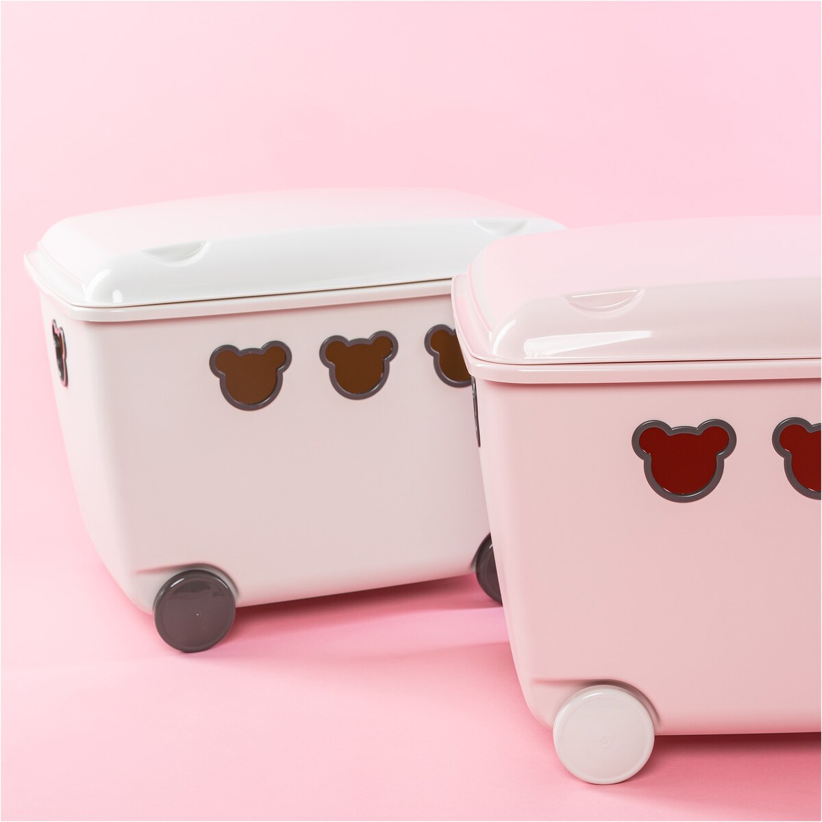 Pojemnik Plastikowy Na Zabawki Na Kółkach Kosz Skrzynia 55 L Misie Biały