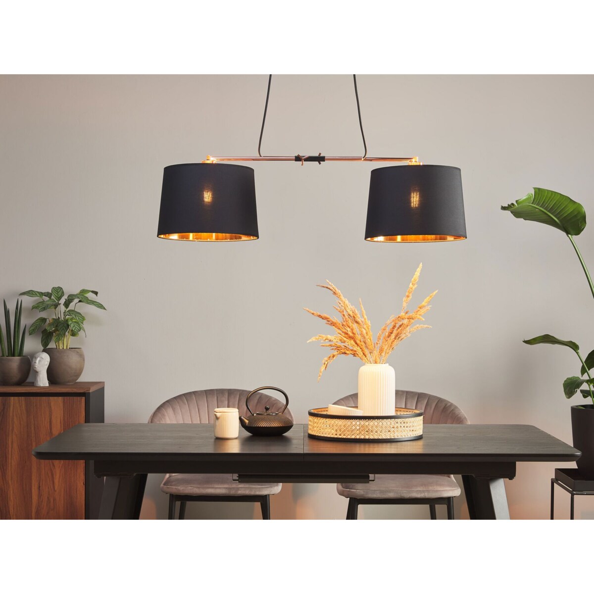 Lampa wisząca 2-punktowa czarna FUCINO