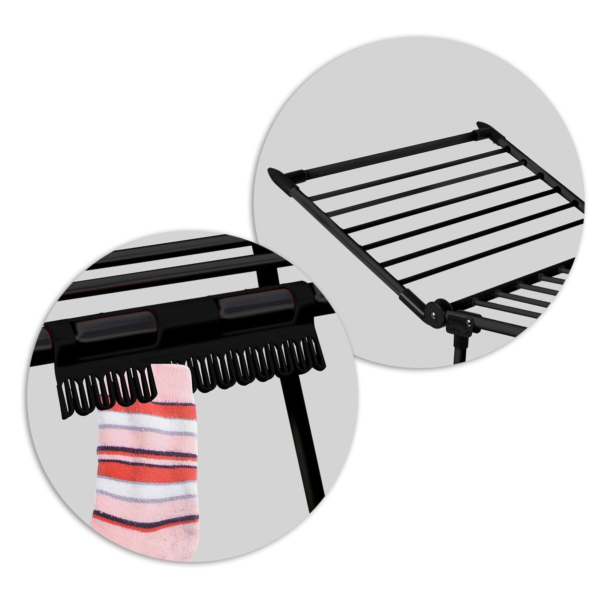 Suszarka na pranie rozkładana teleskopowa stojąca 27m Massido Lydia czarna