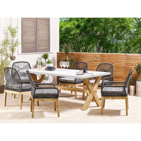 Zestaw ogrodowy dla 6 osób OLBIA z poduszkami Beton Czarny