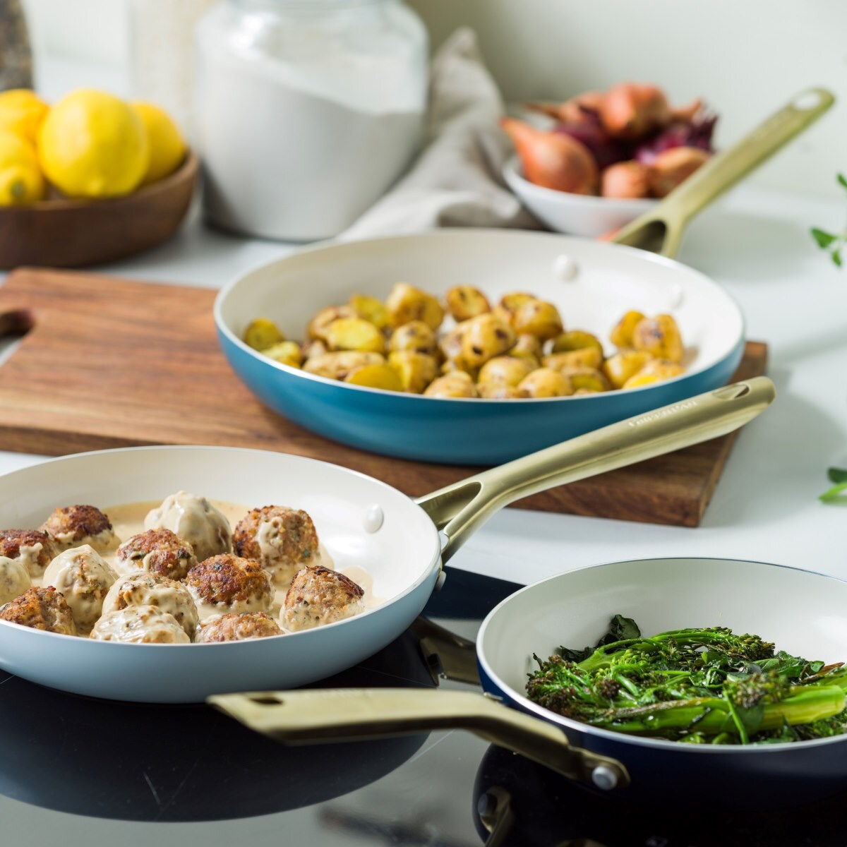 Patelnie ceramiczne SHADES Coastal 20cm + 24cm + 28cm