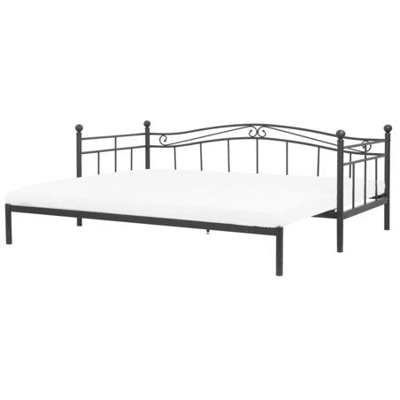 Łóżko wysuwane metalowe 90 x 200 cm czarne TULLE