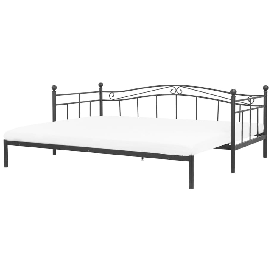 Łóżko wysuwane metalowe 90 x 200 cm czarne TULLE