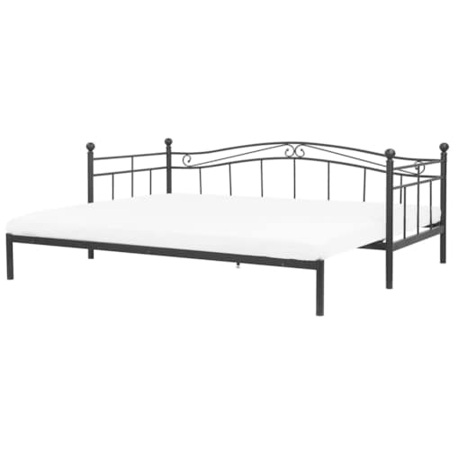 Łóżko wysuwane metalowe 90 x 200 cm czarne TULLE