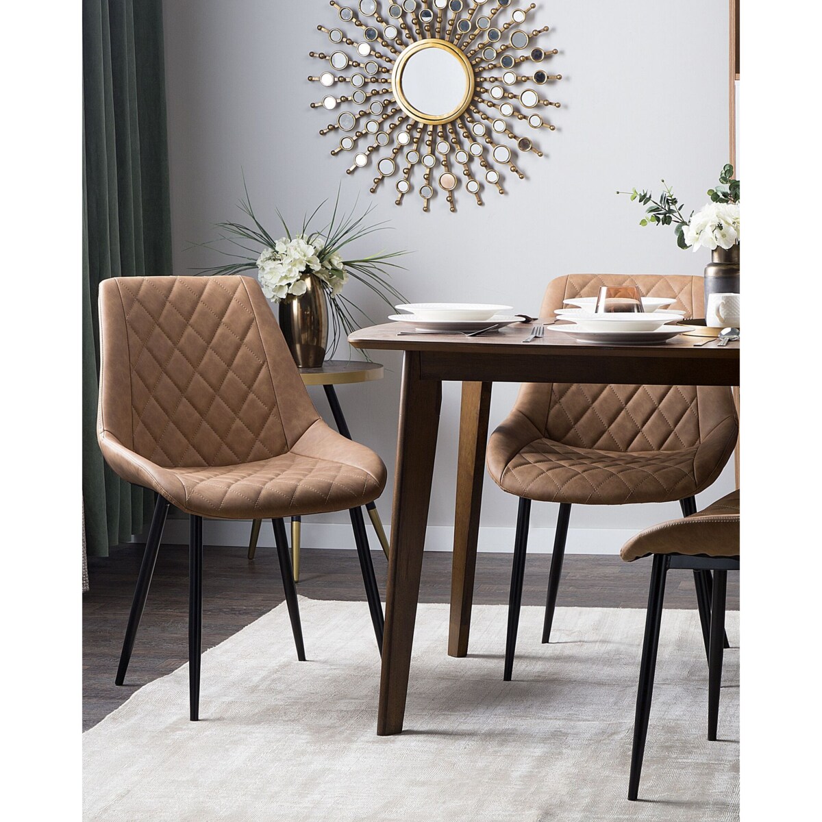 Zestaw 2 krzeseł do jadalni MARIBEL Ekoskóra Złoty brąz