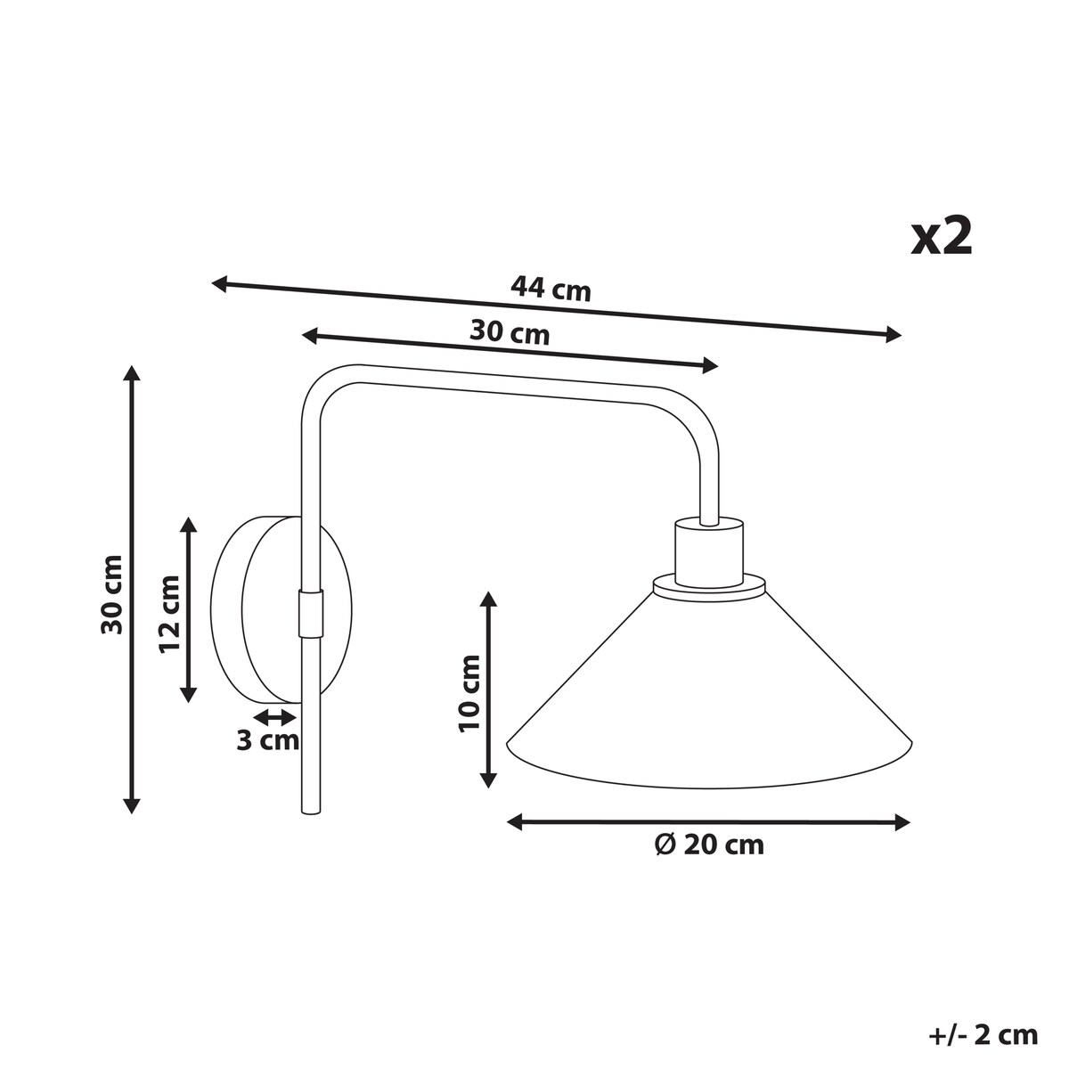 Zestaw 2 lamp ściennych SUMPUL Złoty Metal