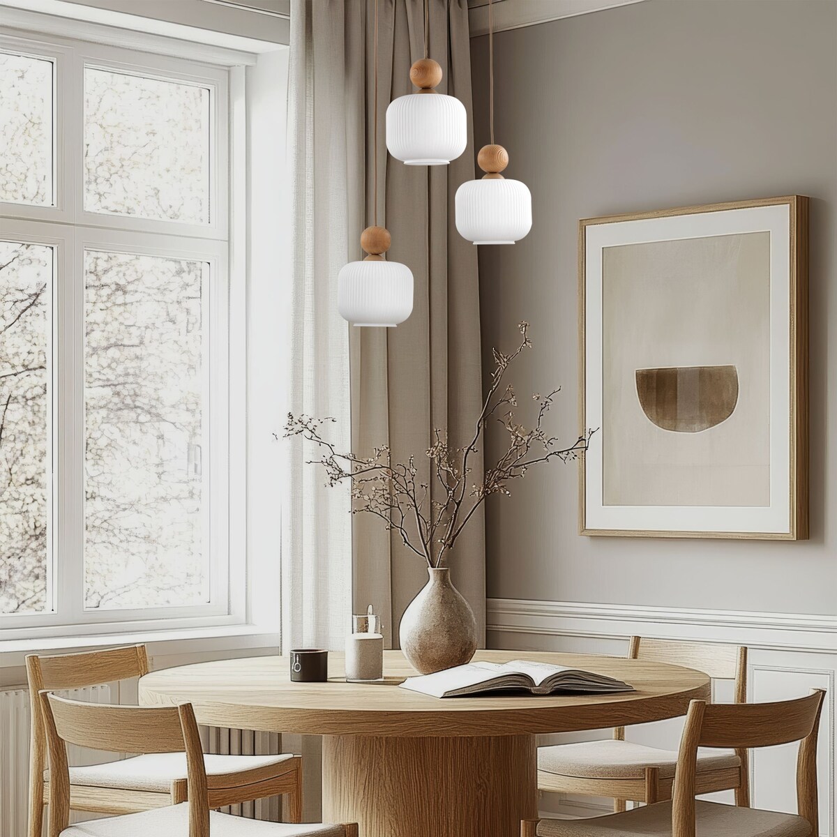 Lampa wisząca TK Lighting BALLO 11050 3xE14 Sabia/Biały regulowana wysokość metal szkło 35 cm
