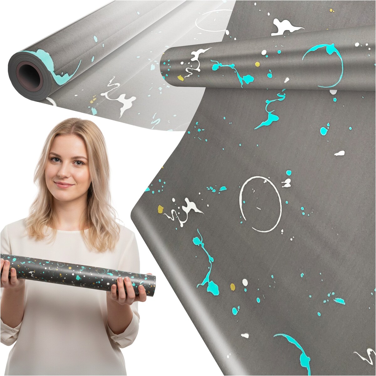 Papier do pakowania prezentów 25 METRÓW MEGAROLKA Urodzinowy Do Paczek Ozdobny