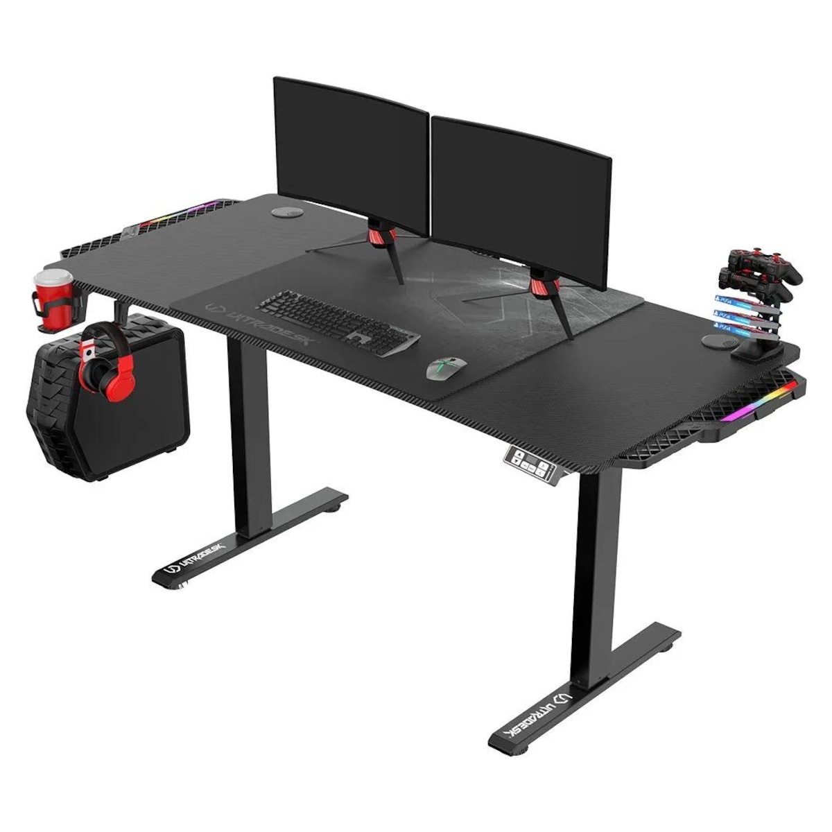 Biurko gamingowe LEVEL V2 LED czarne