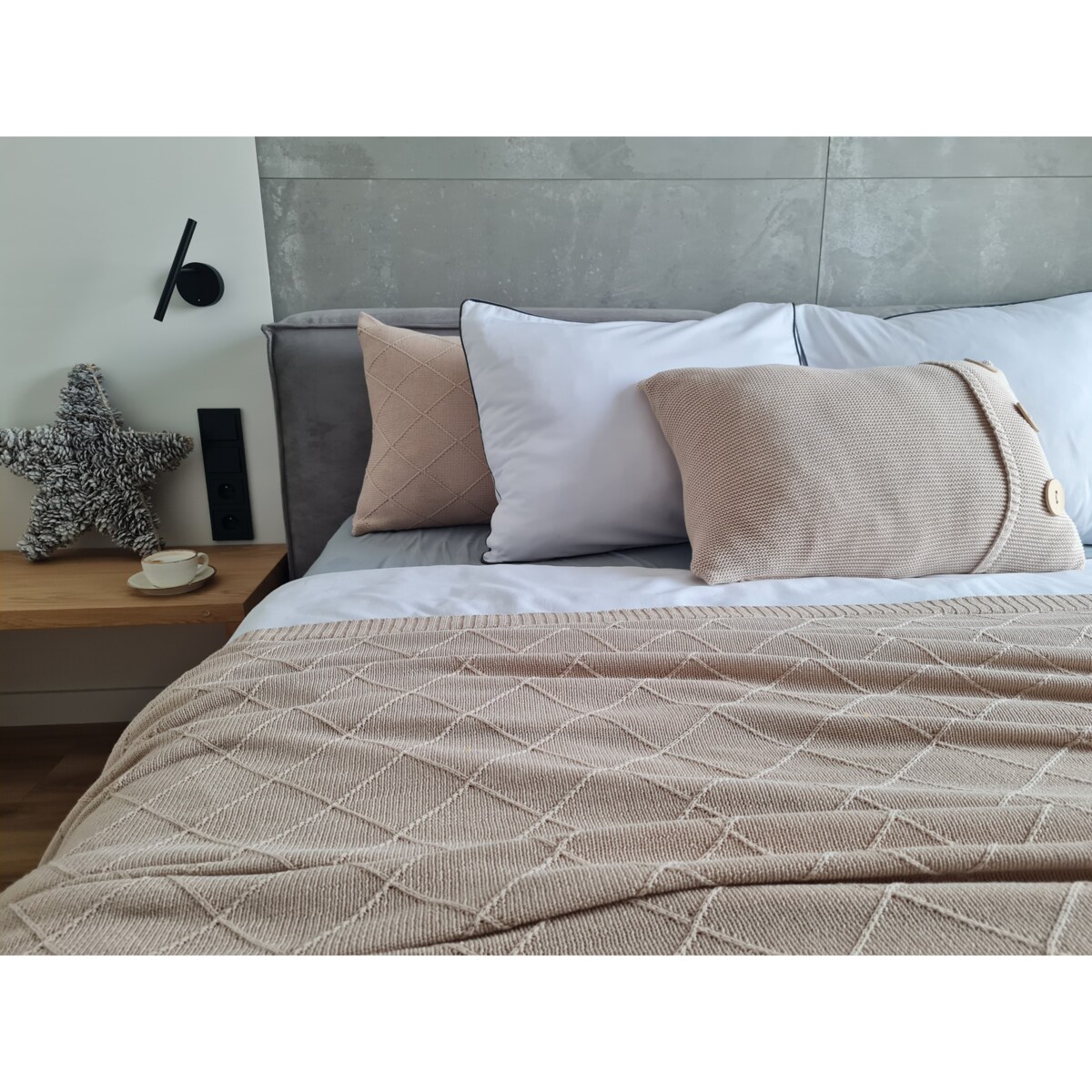 Narzuta romby beżowa, 220 x 240 cm, La Manta