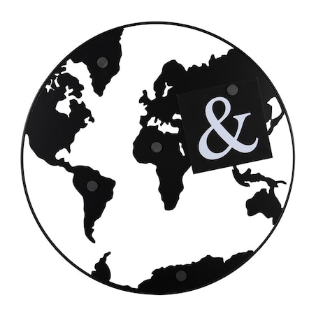 Tablica magnetyczna okrągła Mapa Świata Ø 50 cm czarna