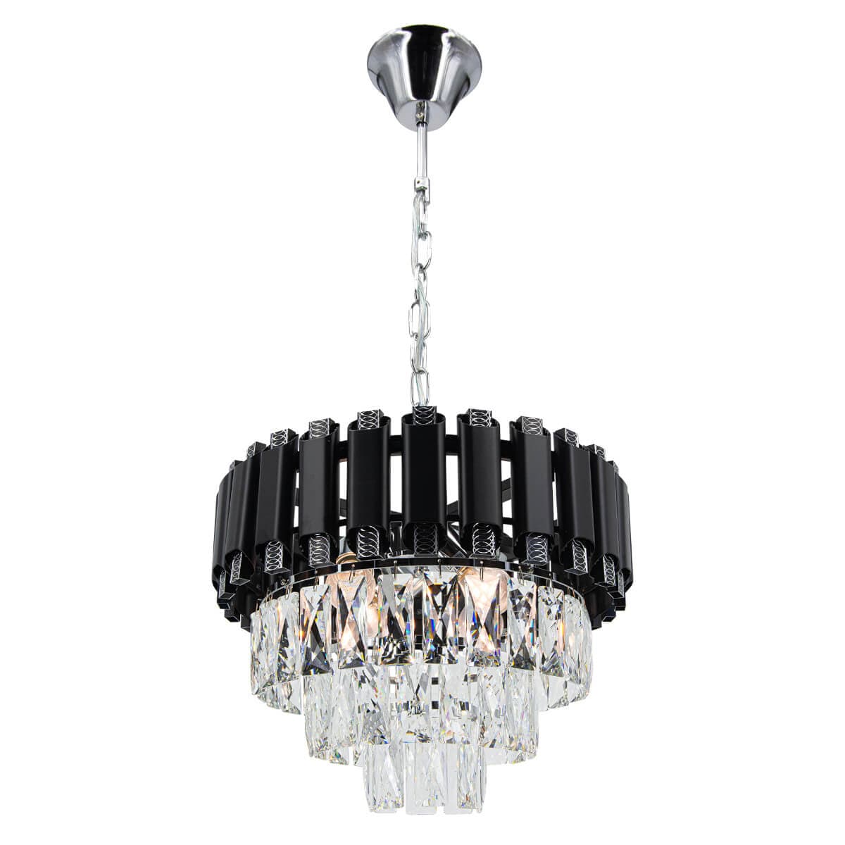 Zwieszany żyrandol Bilbao 6234/4 BL 8C glamour nad stół czarny chrom