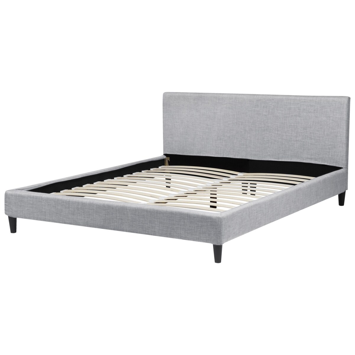 Łóżko tapicerowane LED 160 x 200 cm szare FITOU