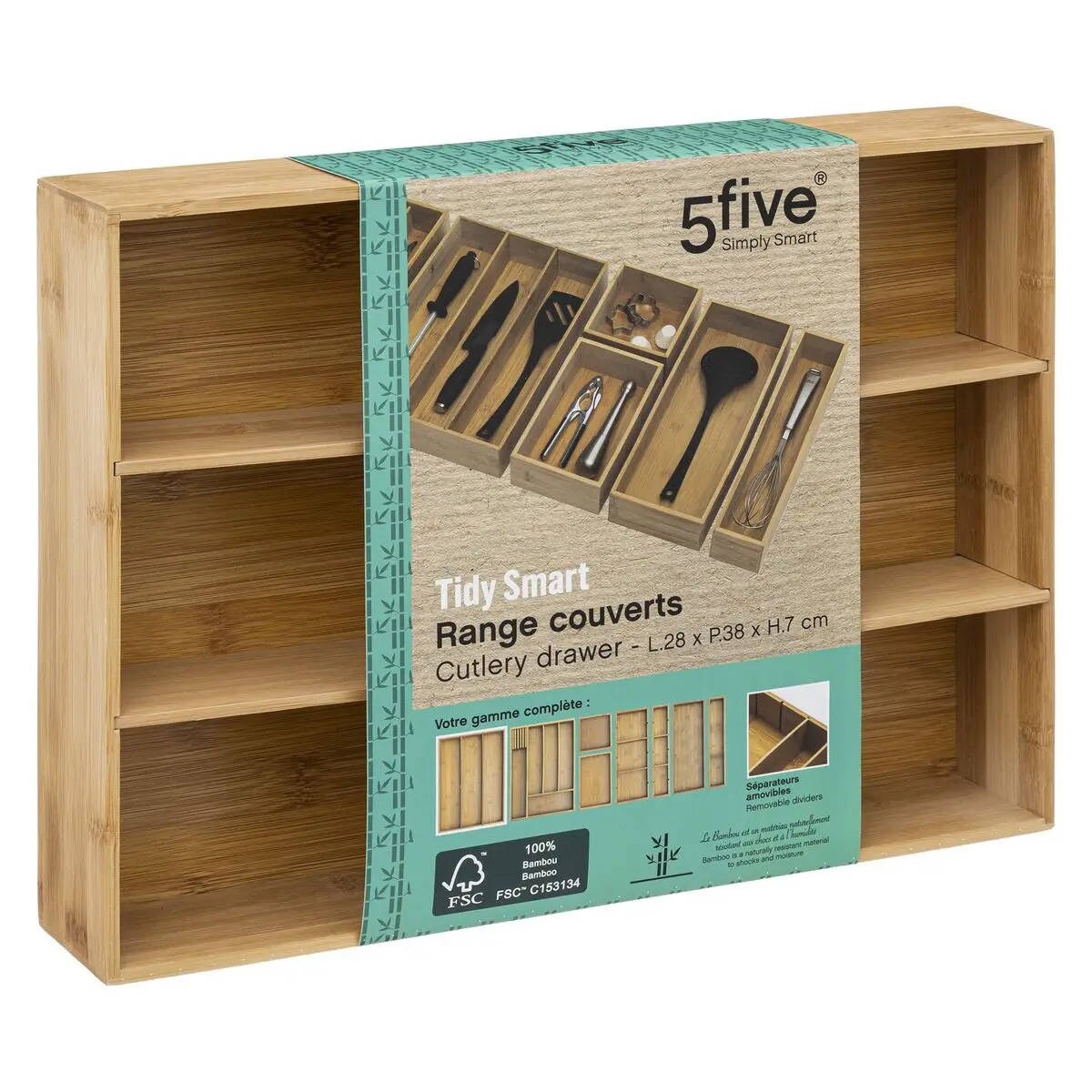 Organizer na sztućce BAMBOO, 3 przegrody