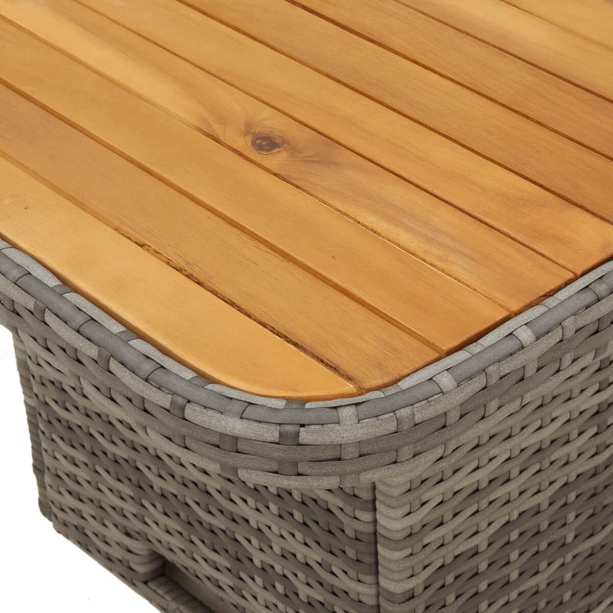 vidaXL Stół ogrodowy, szary, 110x110x71 cm, polirattan i akacja