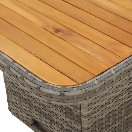 vidaXL Stół ogrodowy, szary, 110x110x71 cm, polirattan i akacja