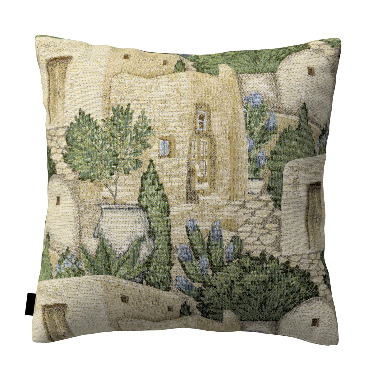 Poszewka Kinga na poduszkę 50x50 piaskowo-zielony motyw śródziemnomorski