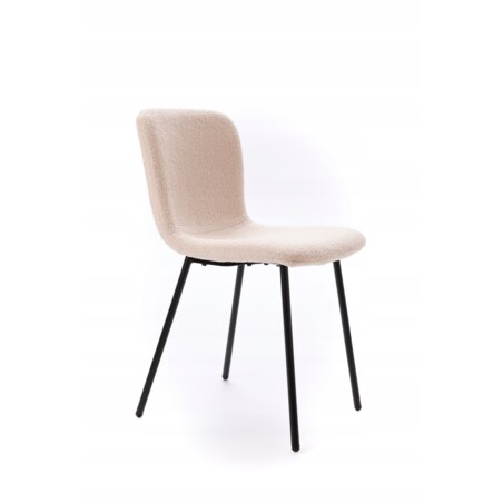 ZESTAW 4 SZTUK Krzesła VALTI Beżowo-Czarne Tapicerowane Nowoczesne TEDDY