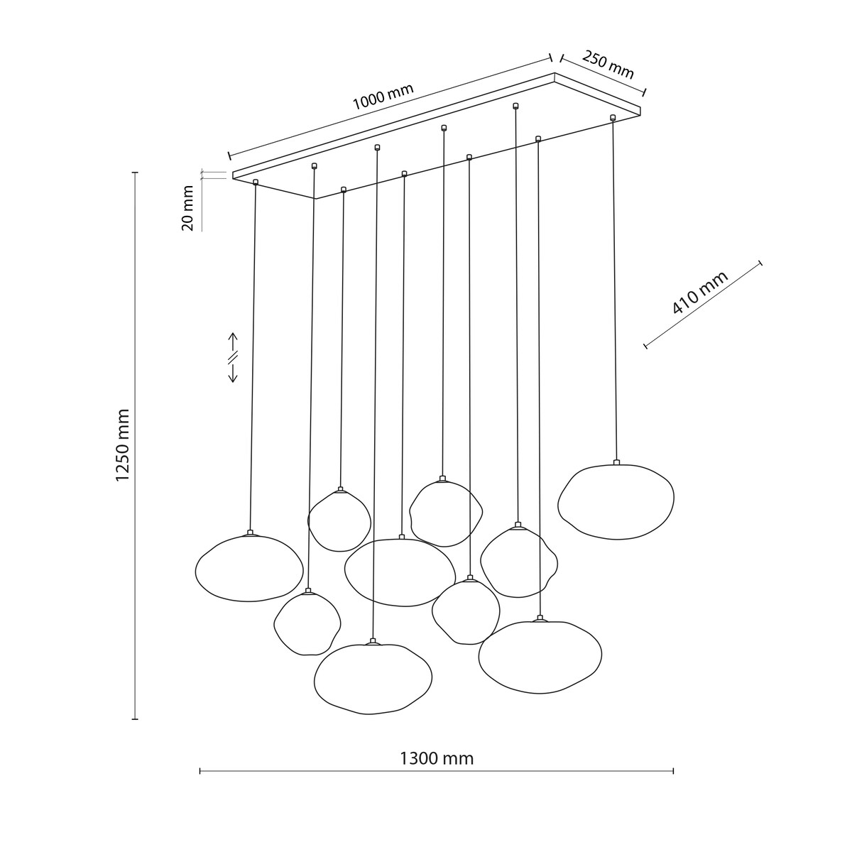 Lampa Wisząca Tk Lighting Nebia Brązowa Tytan 10Xg9 Koniakowe Klosze Nieregularne Szkło