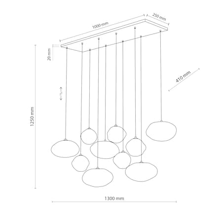 Lampa Wisząca Tk Lighting Nebia Brązowa Tytan 10Xg9 Koniakowe Klosze Nieregularne Szkło