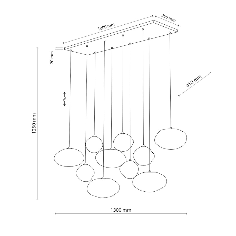 Lampa Wisząca Tk Lighting Nebia Brązowa Tytan 10Xg9 Koniakowe Klosze Nieregularne Szkło