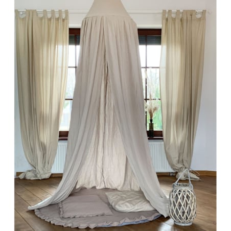 Lniany Zakątek – baldachim muślinowy sepia