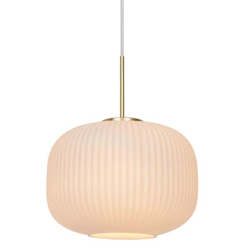 Retro lampa wisząca Milford 2213213001 Nordlux zwis biały mosiądz