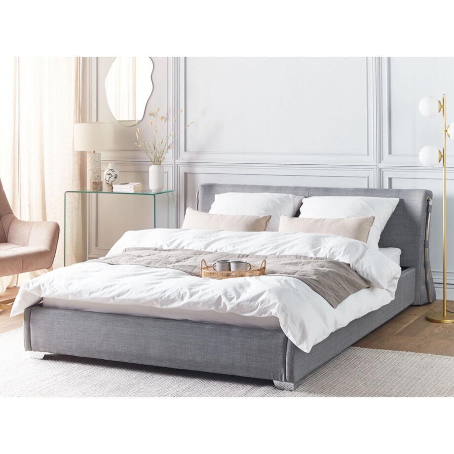 Łóżko tapicerowane 160 x 200 cm szare PARIS