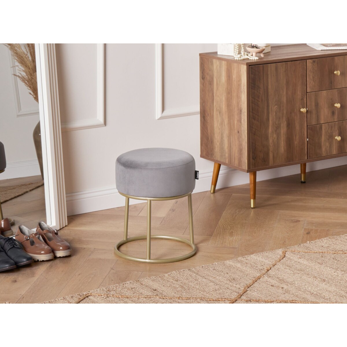 Stołek DELCO Welur Szary