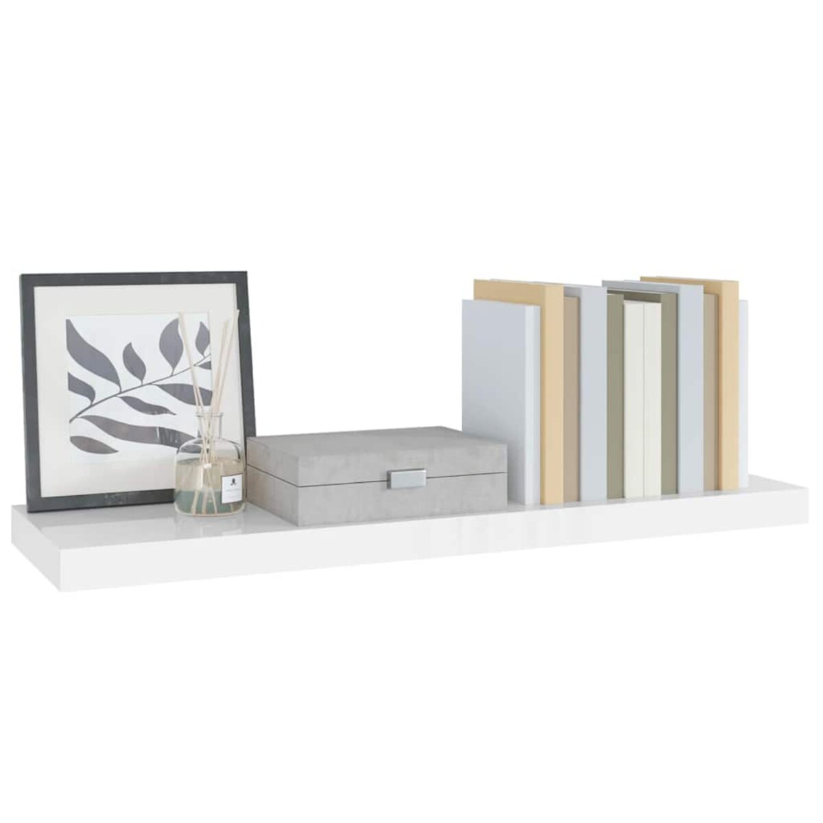 vidaXL Półka ścienna, wysoki połysk, biała, 80x23,5x3,8 cm, MDF