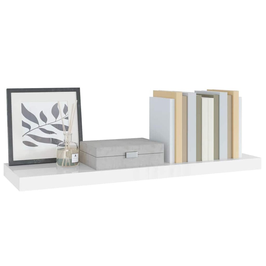 vidaXL Półka ścienna, wysoki połysk, biała, 80x23,5x3,8 cm, MDF
