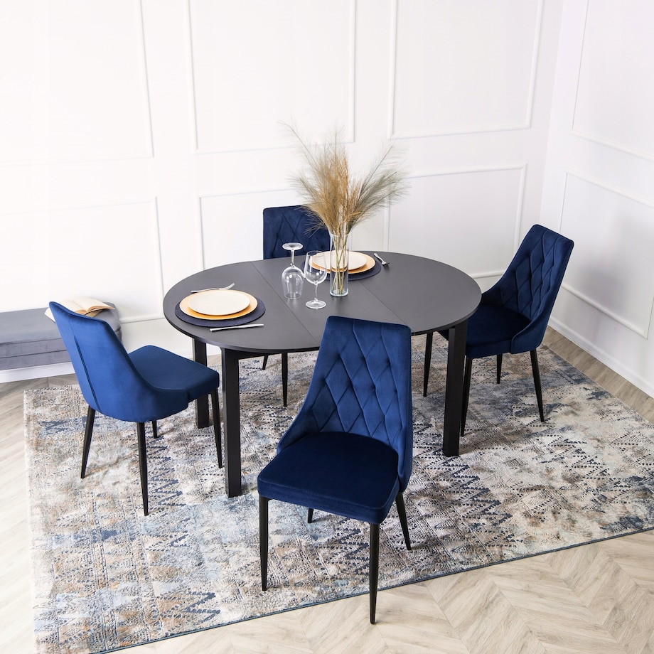 Krzesło Tapicerowane Welurowe Do Salonu Jadalni Loft Velvet Granatowe CORK