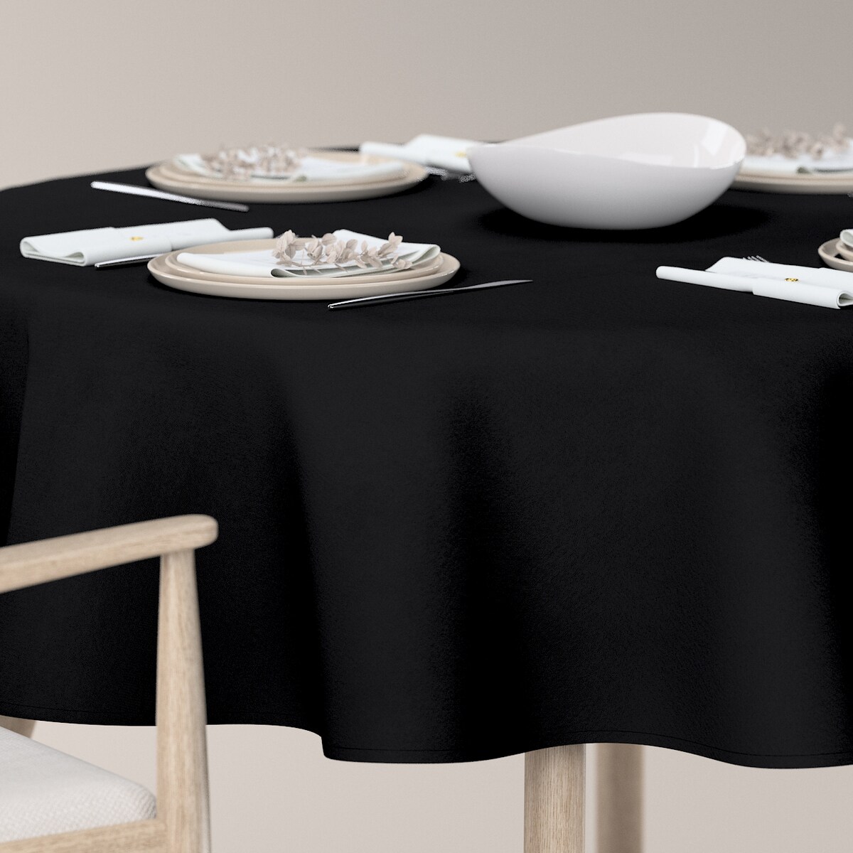 Obrus okrągły 160 x 160 cm czarny