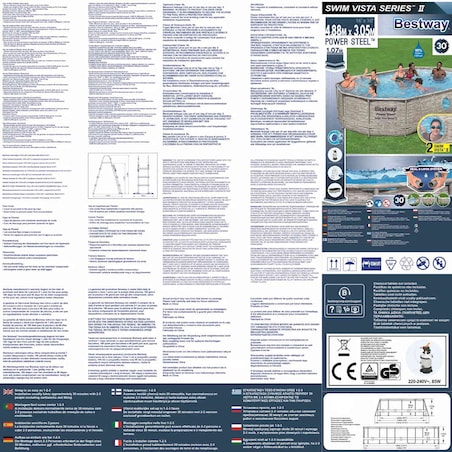 Bestway Basen Power Steel z akcesoriami, 488 x 305 x 107 cm