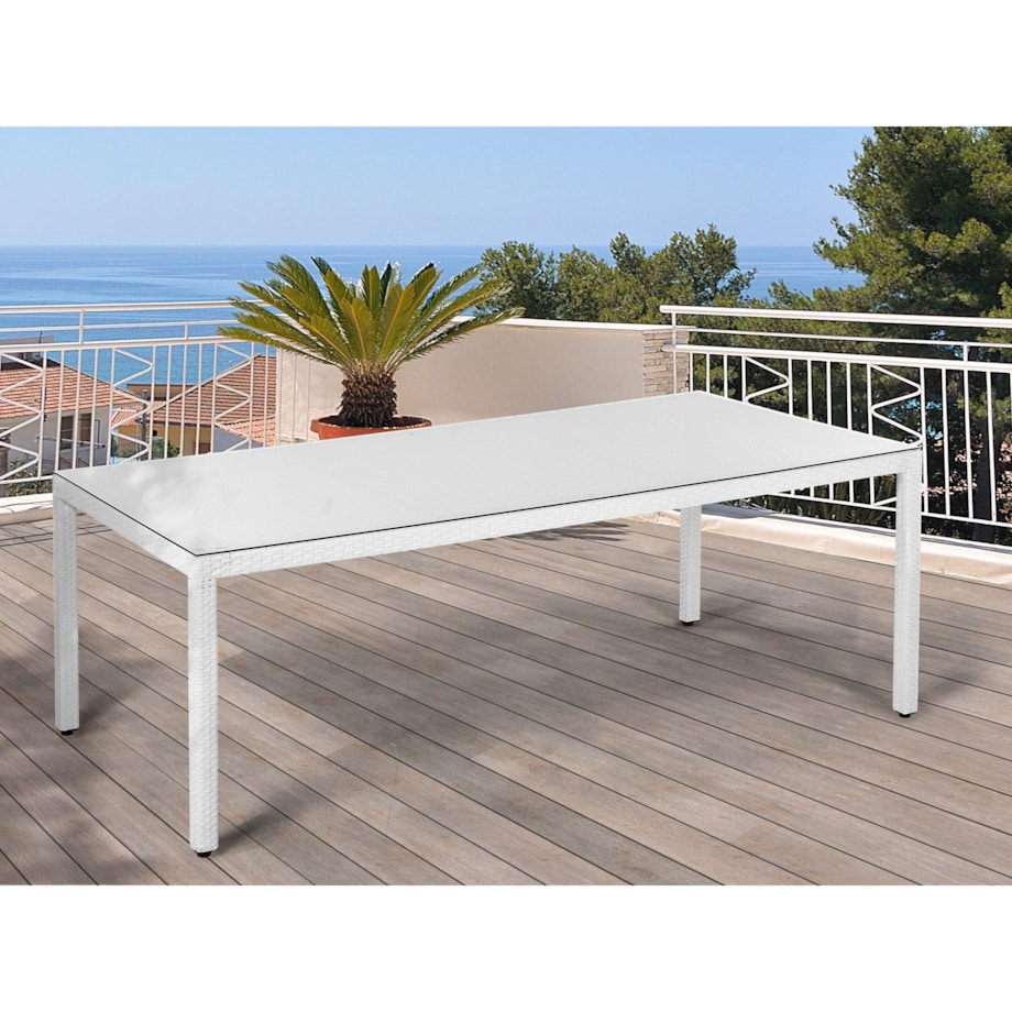 Stół ogrodowy ITALY 220 cm 100 cm Szkło Biały