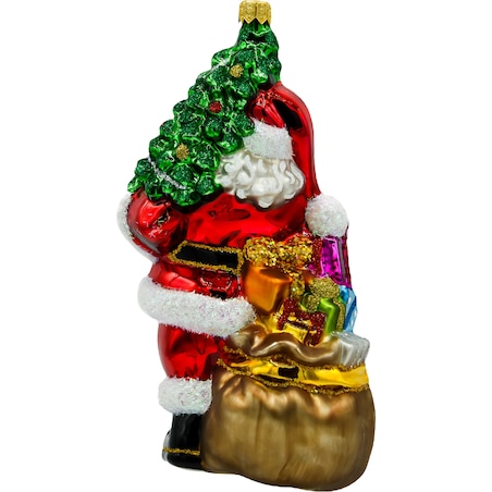 Bombka choinkowa - Święty Mikołaj z ciemnozieloną choinką