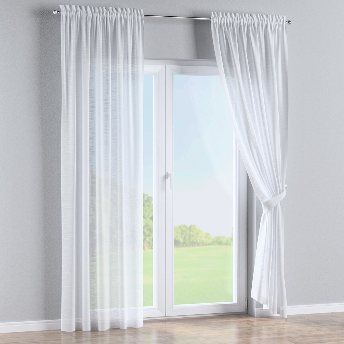 Zasłona na kanale z grzywką 1 szt. 130x260 prześwitujący biały