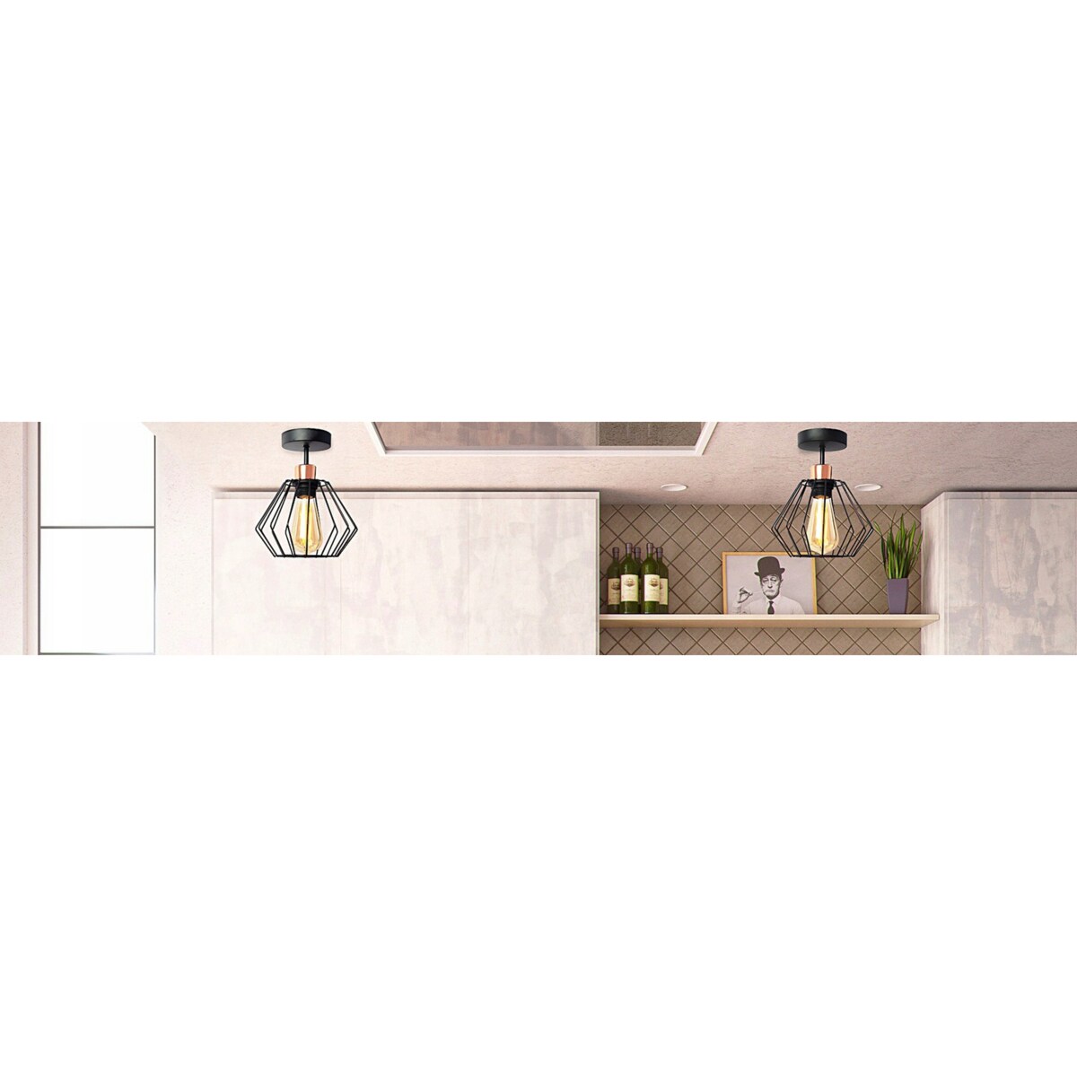 Lampa Sufitowa Wisząca Czarna Loft Druciana Siena