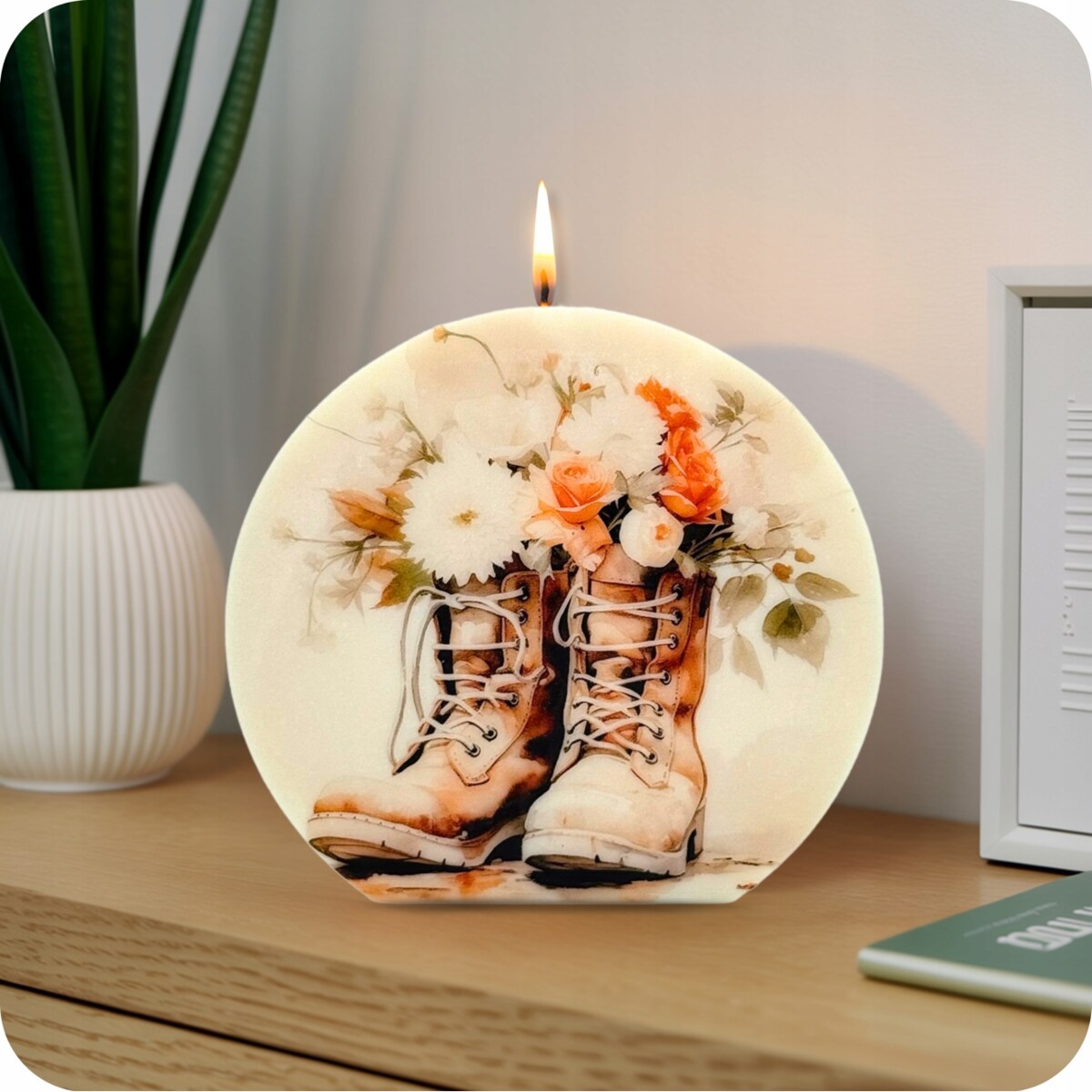 Świeczka Sojowa Prezent na Urodziny Świeca Ozdobna Kwiaty Bezzapachowa EKO