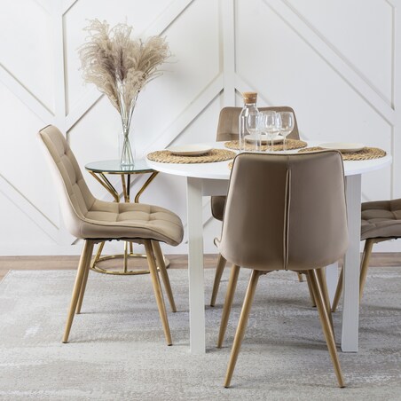 Krzesło Tapicerowane Skandynawskie Welurowe Jadalni Salon Loft Beżowe RODRI
