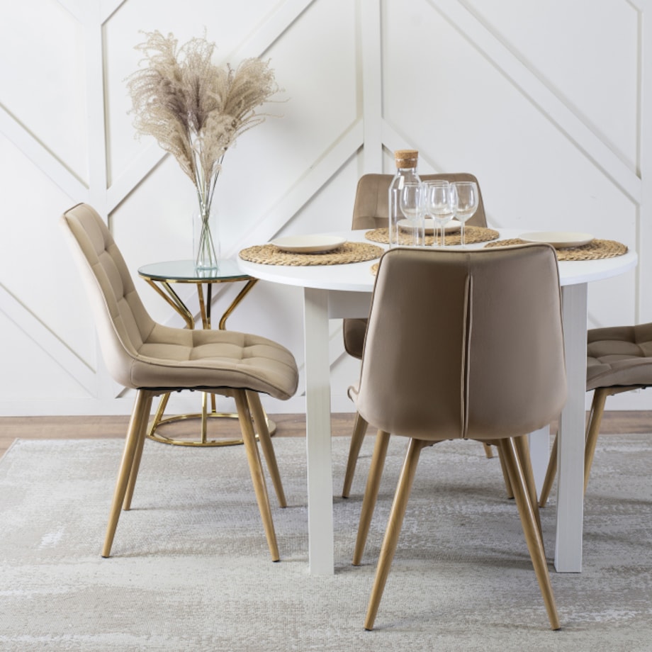 Krzesło Tapicerowane Skandynawskie Welurowe Jadalni Salon Loft Beżowe RODRI