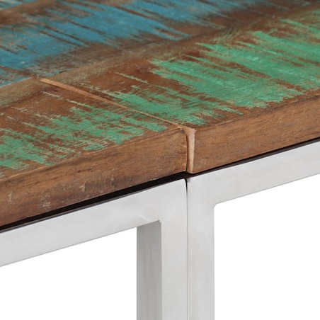 vidaXL Stolik konsolowy, srebrny, stal nierdzewna i drewno z odzysku