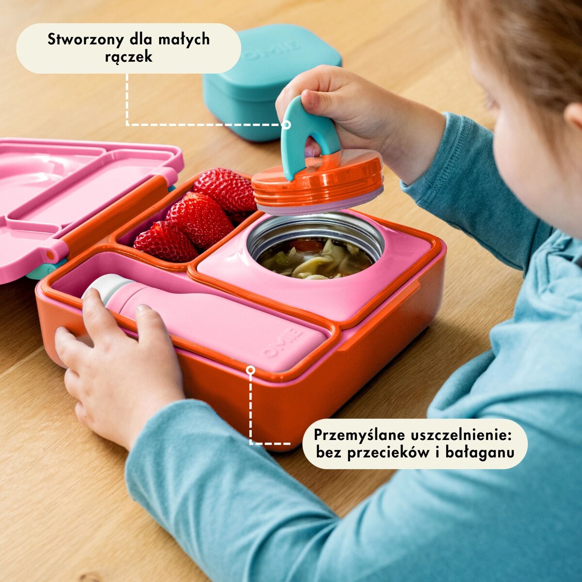 OMIE OMIEBOX lunch box z termosem, Pink Berry