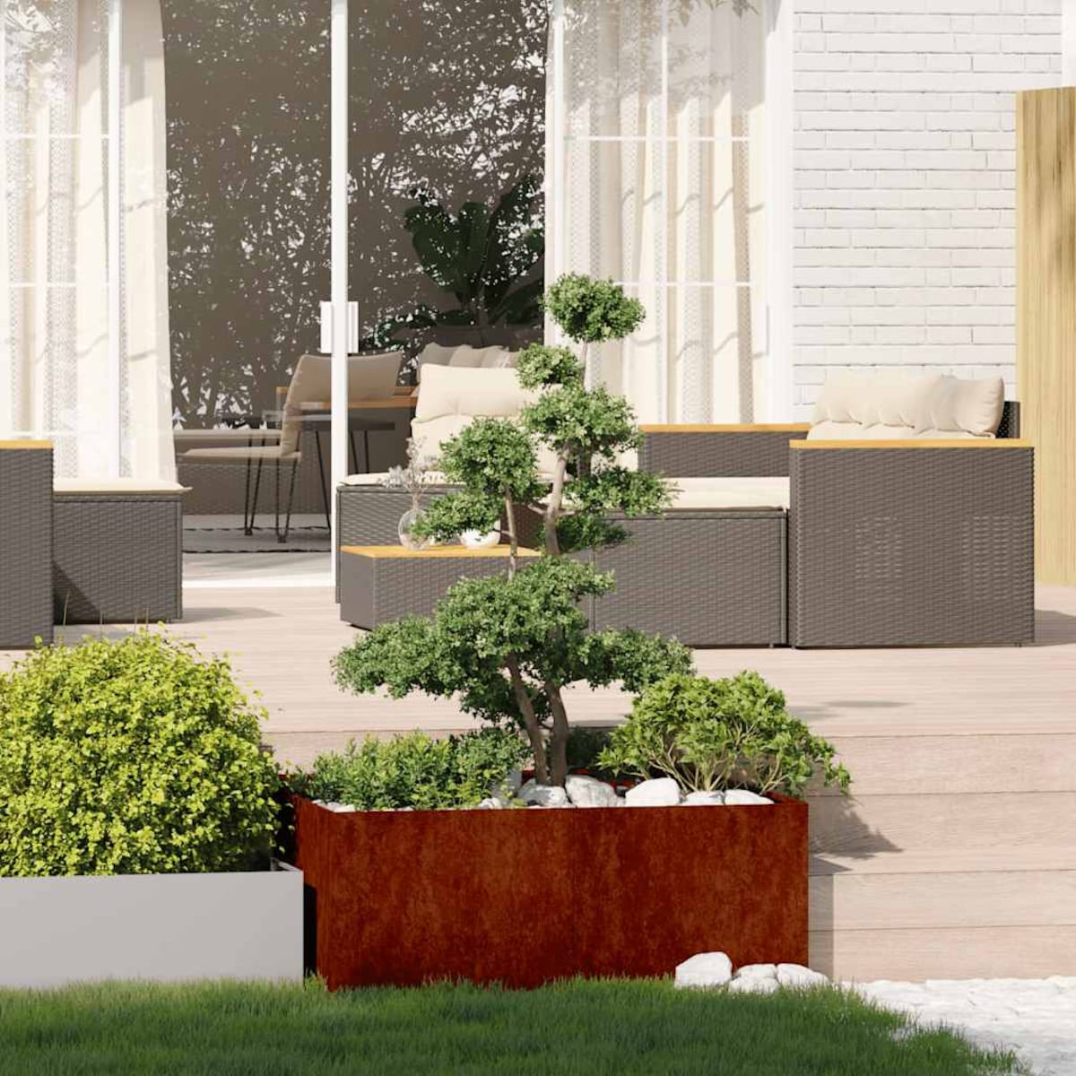 vidaXL Doniczka Rusty 100x100x40 cm Stal nierdzewna