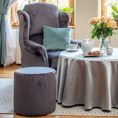 Puf Bobby, grafitowy szary, ø40, wys. 40 cm, Posh Velvet