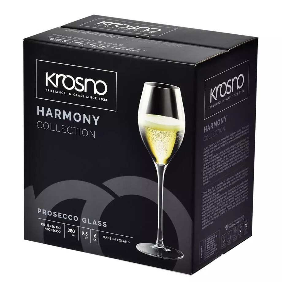 Kieliszki Harmony do Prosecco Szampana 280 ml Krosno 6 sztuk Zestaw