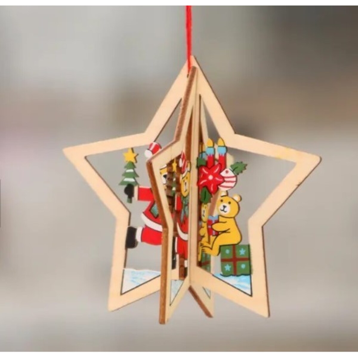 Bombki Na Choinkę Drewniane Ozdoba Do Stroika 1Szt