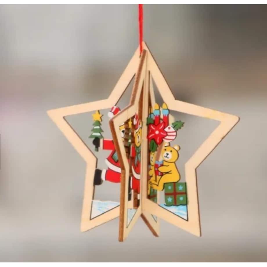 Bombki Na Choinkę Drewniane Ozdoba Do Stroika 1Szt