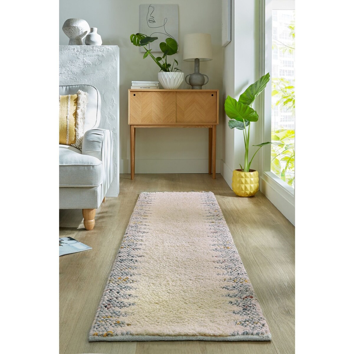 Dywan Wełniany Ramka Minerals Border Czarny/Kremowy 80x150