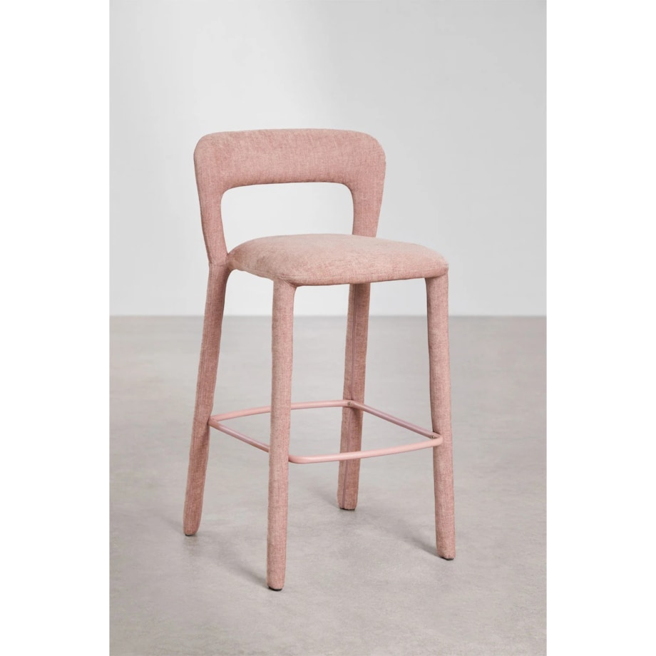 Krzesło barowe tapicerowane, różowe, Brussels ↑75 cm